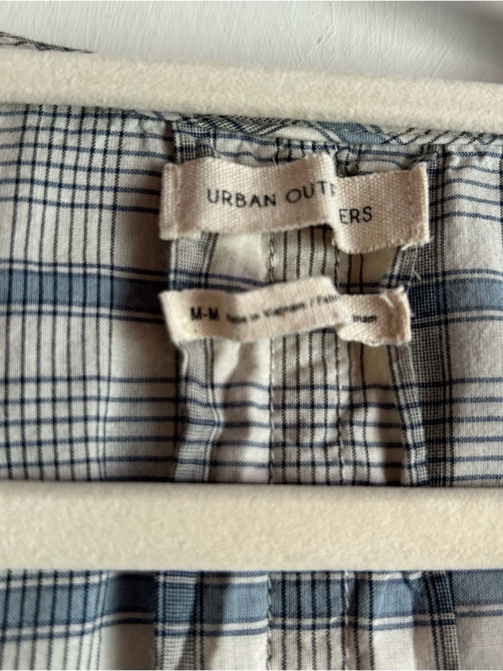 Urban Outfitters Boho Plaid Peasant Blouse - Cream & Blue - Picture 5 of 13